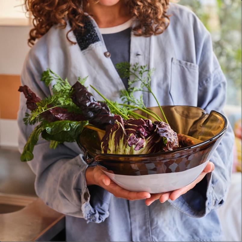 OMMJANGE オッミェンゲ サービングボウル - ブラウン/グラス 30cm