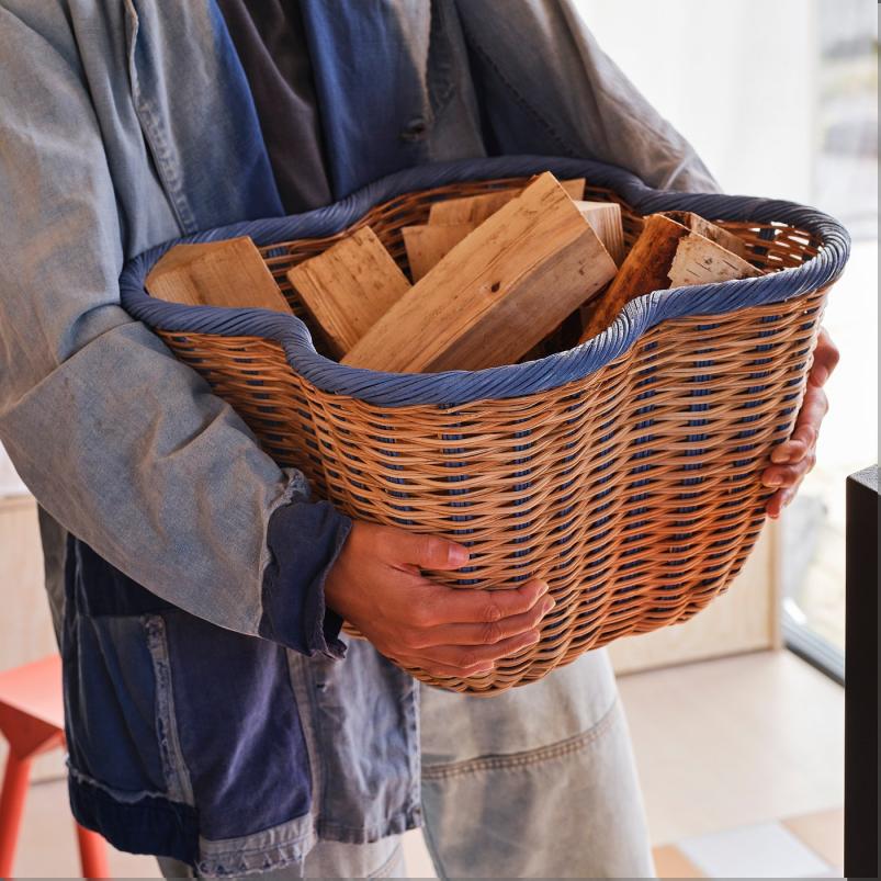 OMMJANGE オッミェンゲ バスケット - ベージュ/ブルー 40x40x26cm