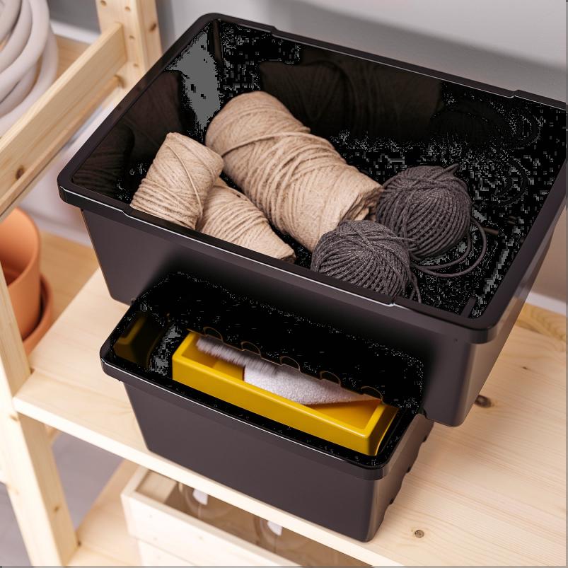 UPPSNOFSAD ウップスノフサド 収納ボックス - ブラック 35x25x14cm/9L