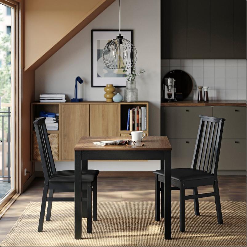 ALHULT オールフルト テーブル - ブラック/ブラウン 80x74cm