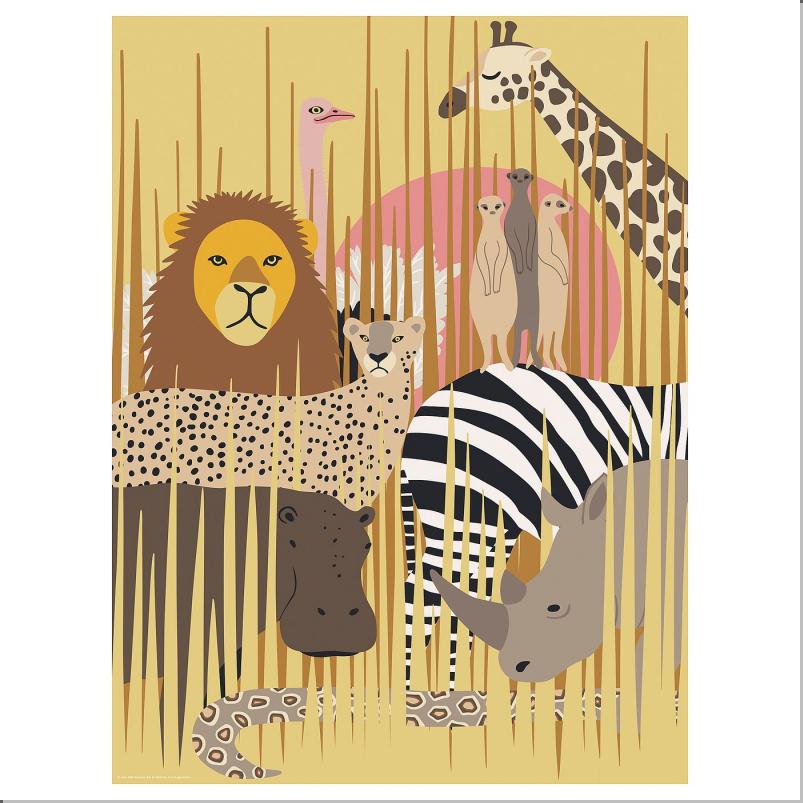 SANDLOPARE サンドローパレ ポスター - サバンナの動物 30x40cm