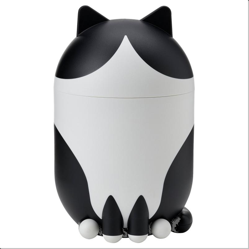 GREJSIMOJS グレイシモイス 収納 ふた付き - ネコ型 ブラック/ホワイト