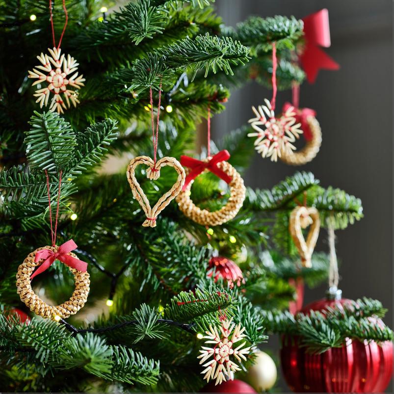 VINTERFINT ヴィンテルフィント ツリーオーナメント9点セット - ワラ