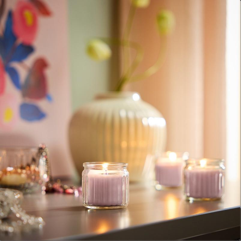 HÖKGÖK ホークジョーク アロマキャンドル グラス入り - ピンクの花 ペールピンク 12 時間