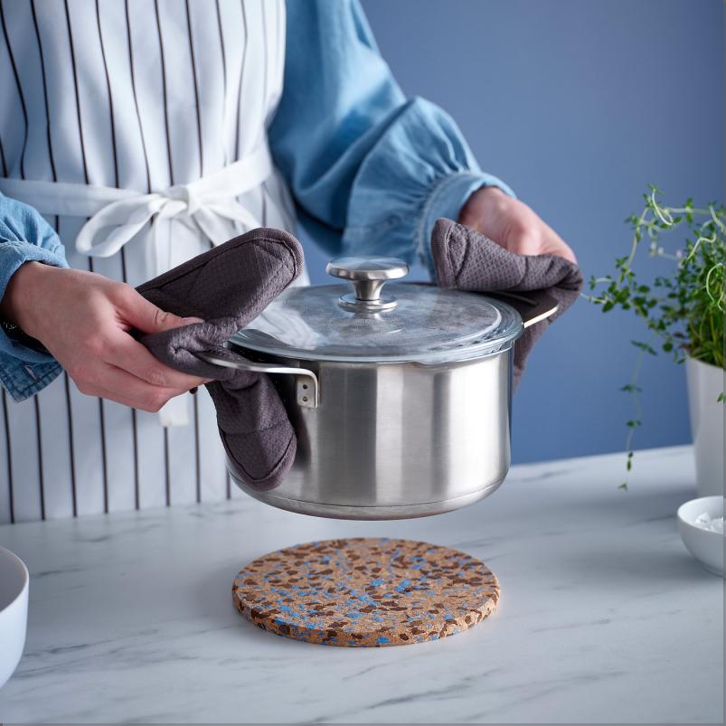 HEAT ヒート 鍋敷き - コルク 模様入り/ライトブルー 19cm
