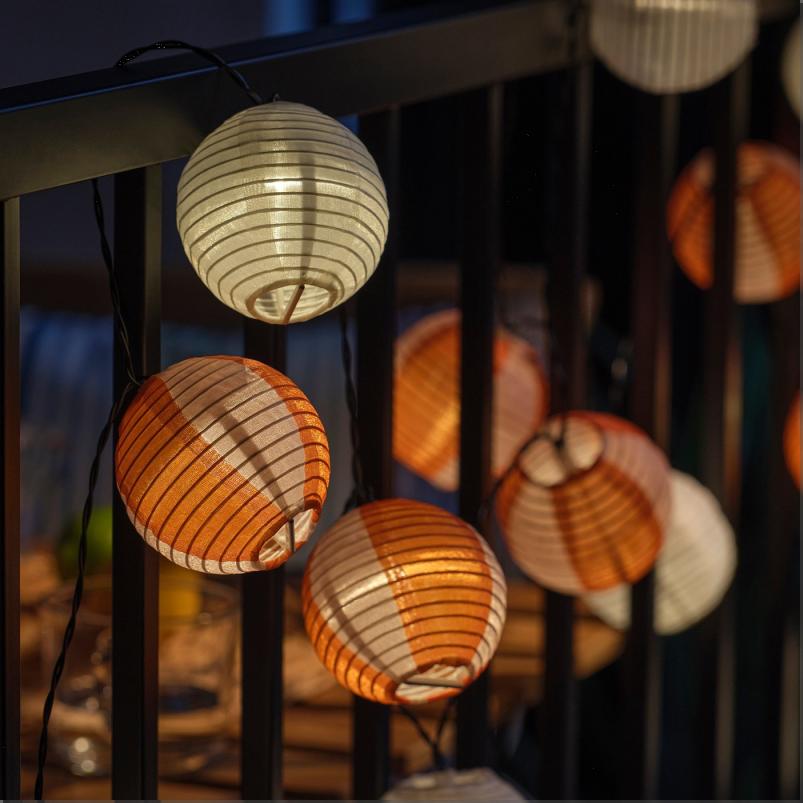 SOLVINDEN ソルヴィンデン LEDライトチェーン 全24球 - 太陽電池式 球形/オレンジ ピンク