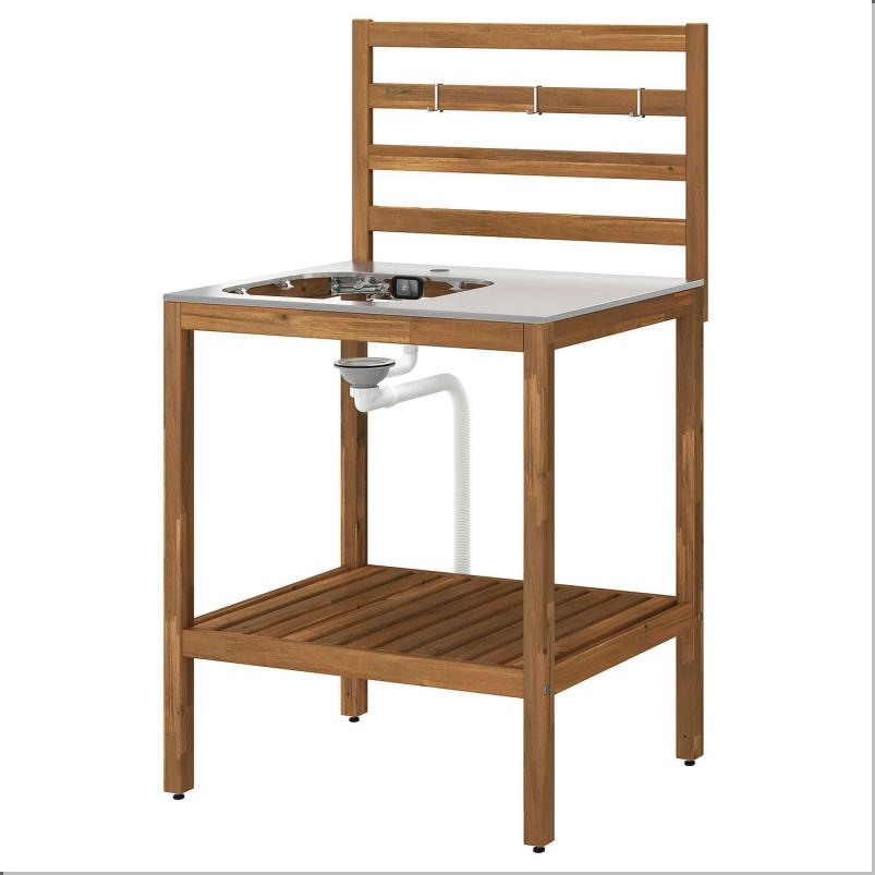 NÄMMARÖ ネッマロー シンク用ユニット - ライトブラウンステイン/ステンレススチール 屋外用 80x62 cm