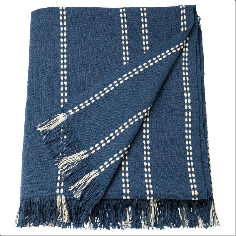 KRUTBRANNARE クルートブレンナレ ブランケット - ブルー オフホワイト/ストライプ 130x170cm