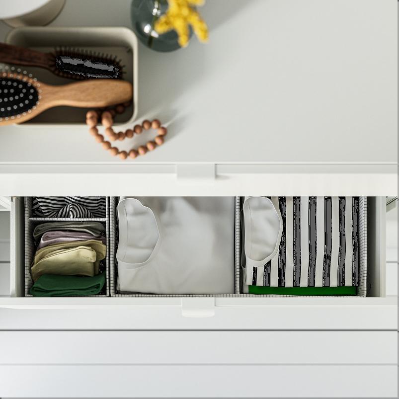 STUK ストゥーク ボックス 仕切り付き - ホワイト/ブラック 32x51x10cm