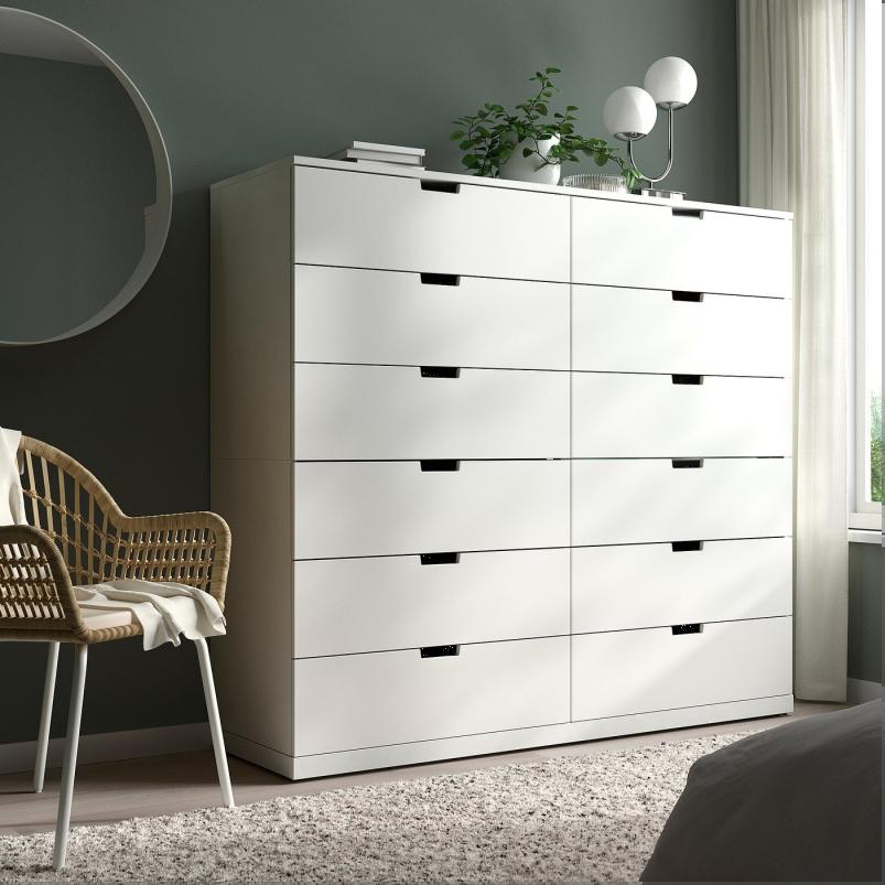 NORDLI ノールドリ チェスト（引き出し×12） - ホワイト 160x145cm