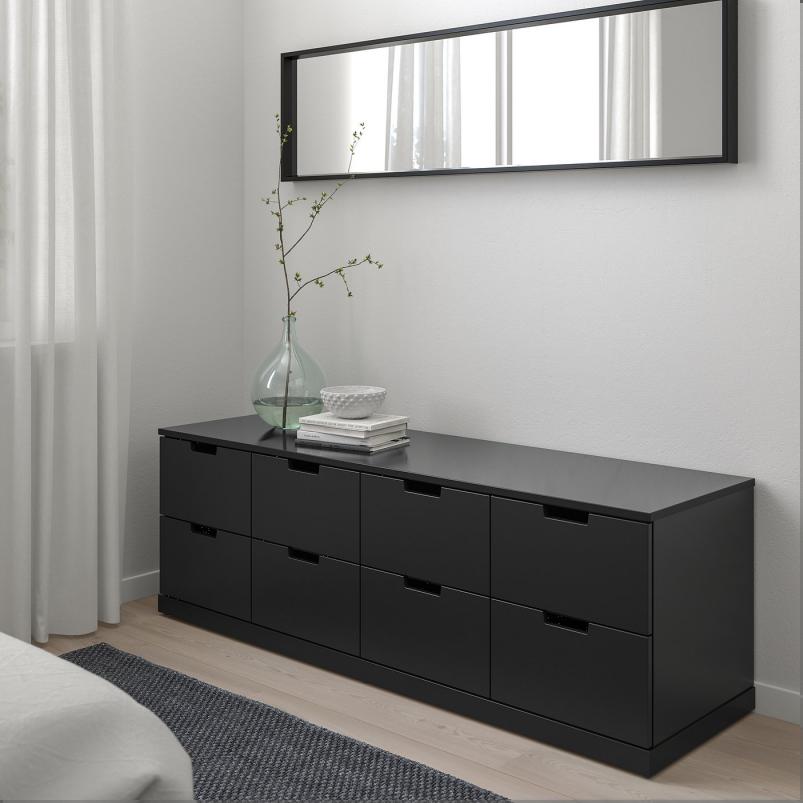 NORDLI ノールドリ チェスト（引き出し×8） - チャコール 160x54cm