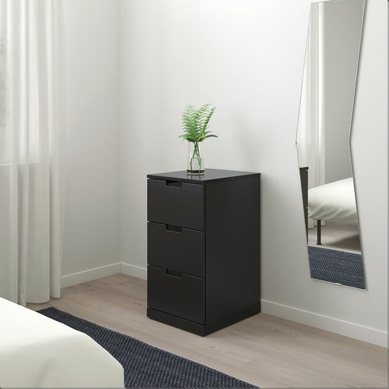 NORDLI ノールドリ チェスト（引き出し×3） - チャコール 40x76cm