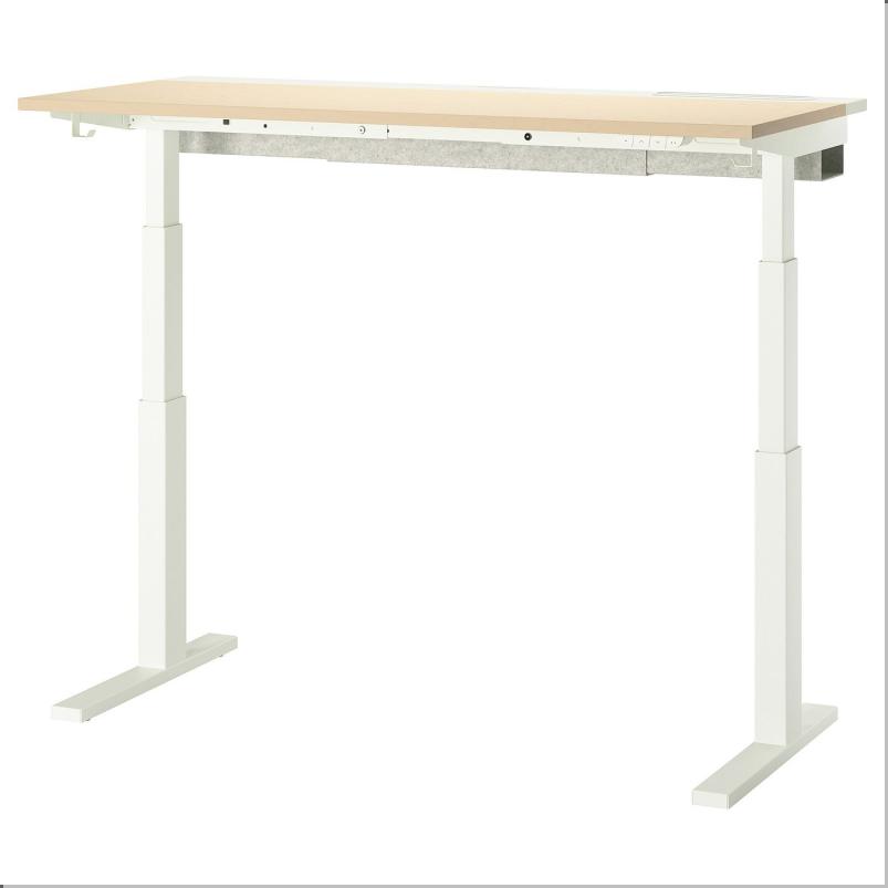 MITTZON ミッツォーン デスク 昇降式 - 100V バーチ材突き板/ホワイト 140x60cm