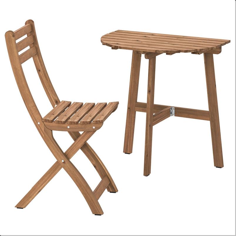ASKHOLMEN アスクホルメン テーブル 壁取り付け式＆折りたたみチェア1 屋外用