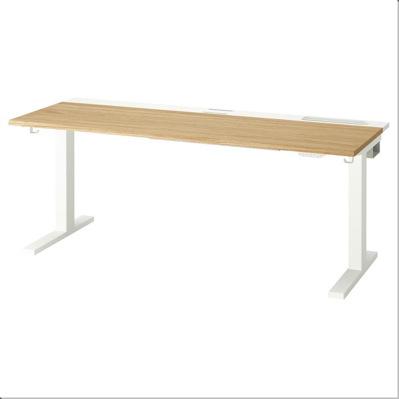 MITTZON ミッツォーン デスク 昇降式 - 100V オーク材突き板/ホワイト 160x60cm