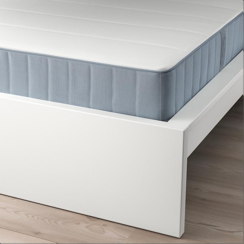 MALM マルム ベッドフレーム マットレス付き - ホワイト/ヴェステロイ ふつう 90x200cm