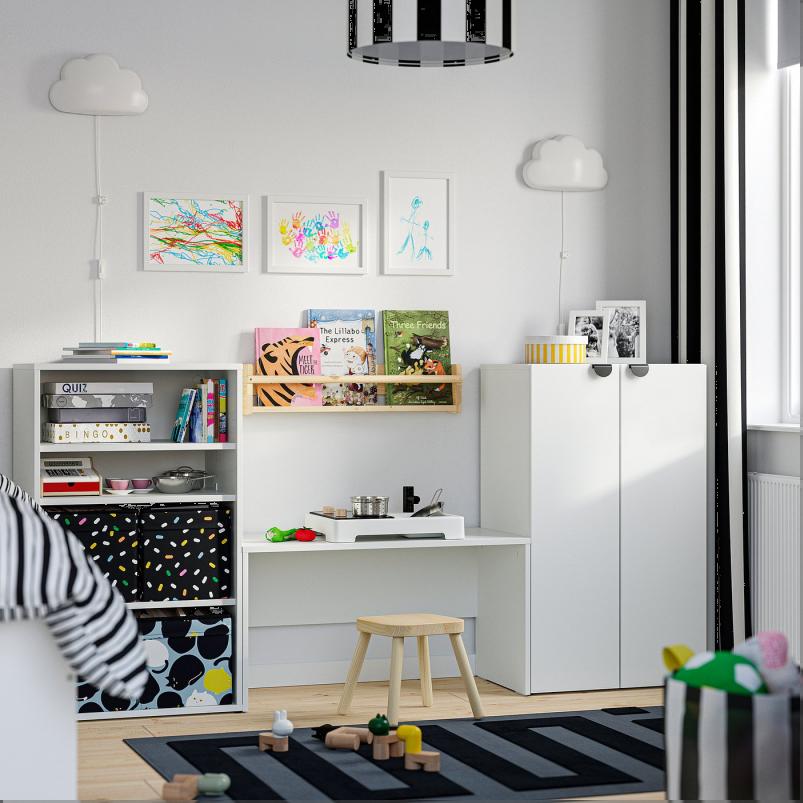 LASTARE ラスタレ 収納コンビネーション - ホワイト/ベンチ付き 210x42x100cm