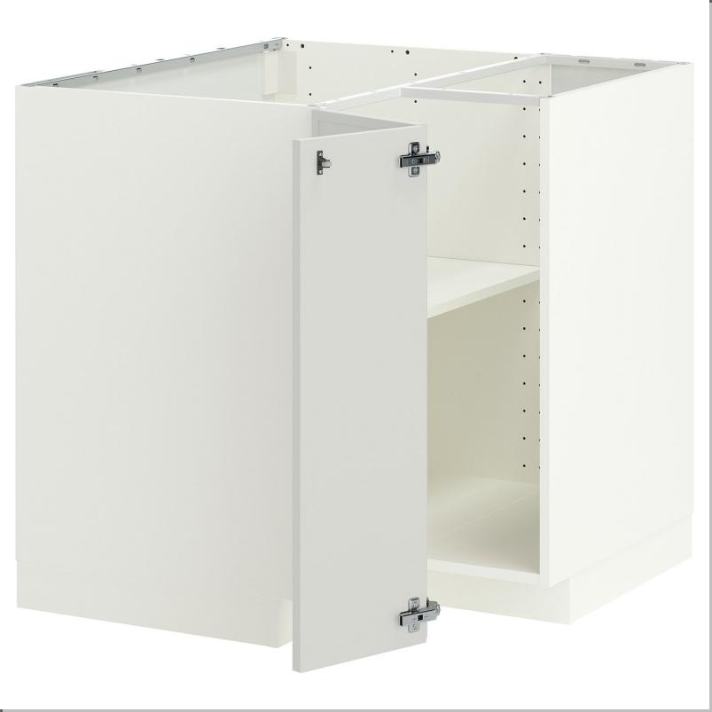 METOD メトード コーナーベースキャビネット 棚板付き - ホワイト/アスプゥデン ライトグレー 88x88x80cm