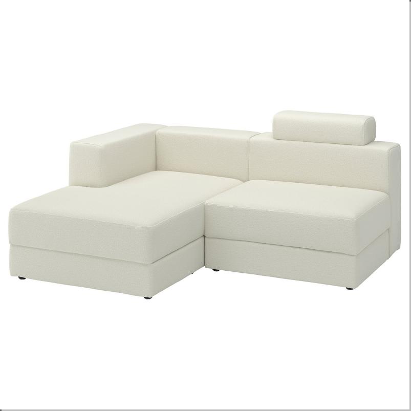 JATTEBO イェッテボ 2.5人掛けモジュールソファ 寝椅子付き - 左 ヘッドレスト付き/アクスヴァラ オフホワイト