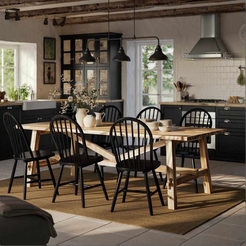 SKOGSTA スコグスタ / SKOGSTA スコグスタ テーブル＆チェア6脚 - アカシア材/ブラック 235cm