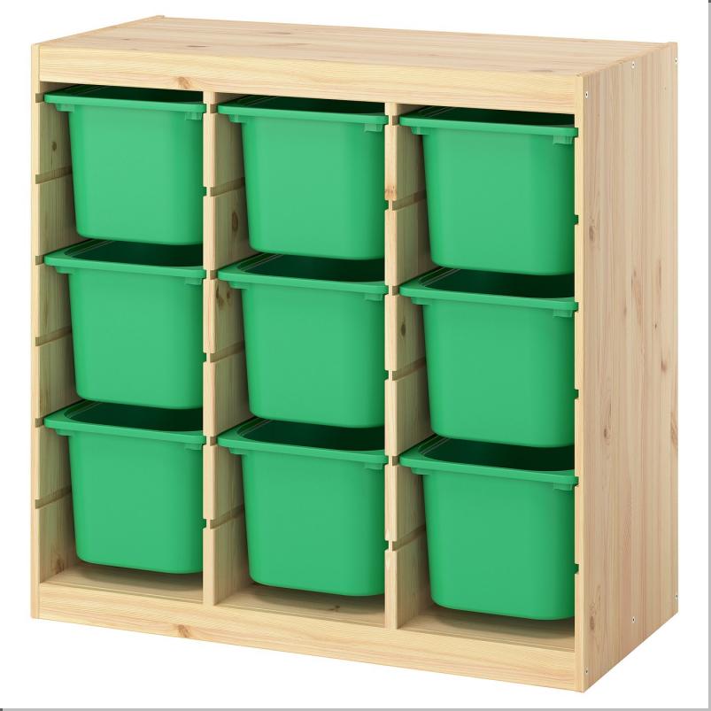 TROFAST トロファスト 収納コンビネーション - ルームディバイダ―/ライトホワイトステインパイン ブライトグリーン 93x44x91cm