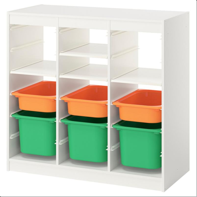 TROFAST トロファスト 収納コンビネーション - ルームディバイダ― ホワイト/ライトオレンジ ブライトグリーン 99x44x95cm