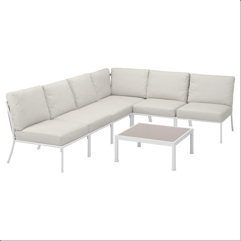 SEGERÖN セーゲローン 5人用ラウンジセット 屋外用 - 屋外用 ホワイト/フローソーン/デューヴホルメン ベージュ
