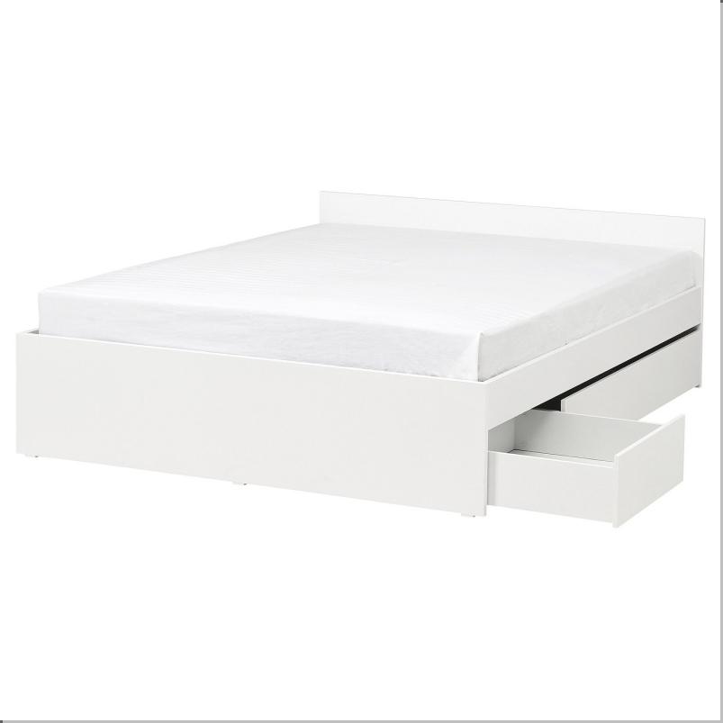 VIHALS ヴィーハルス ベッドフレーム 収納ボックス2個付き - ホワイト/リルヘラン 160x200cm