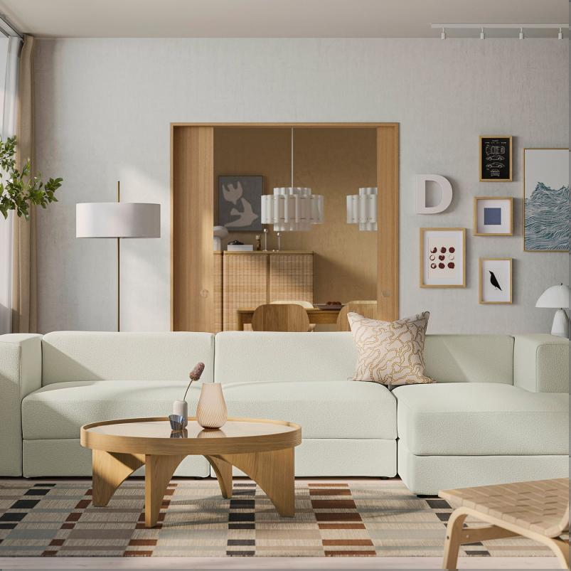 JATTEBO イェッテボ 4人掛けモジュールソファ 寝椅子付き - 右/アクスヴァラ オフホワイト