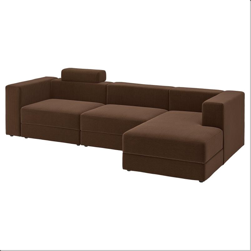 JATTEBO イェッテボ 4人掛けモジュールソファ 寝椅子付き - 右 ヘッドレスト付き/サムサーラ ダークブラウン