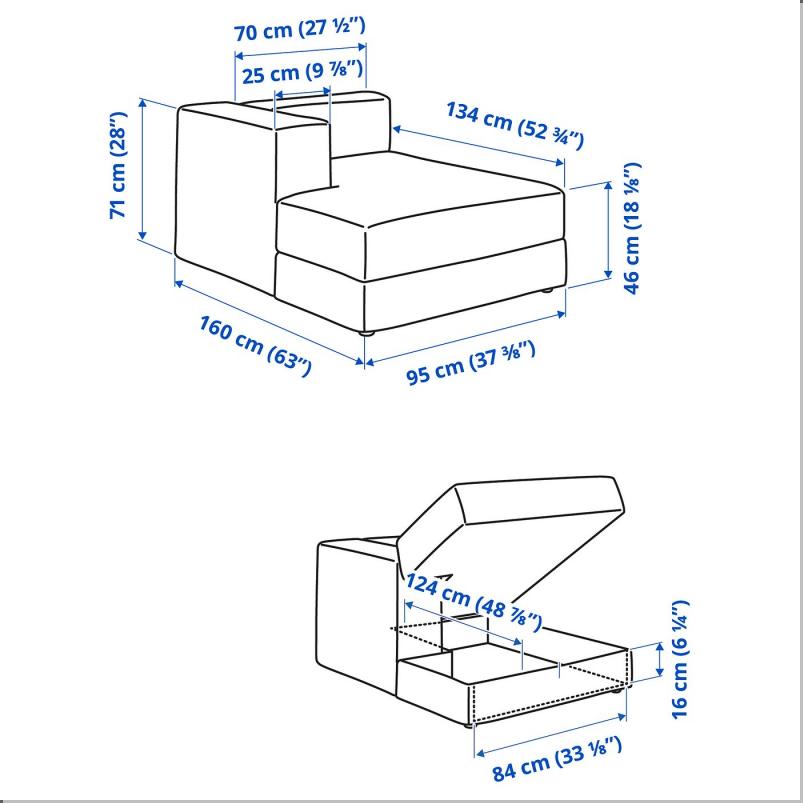 JATTEBO イェッテボ 寝椅子モジュール 左 - アームレスト付き/ヨハネスホブ ブラウンベージュ
