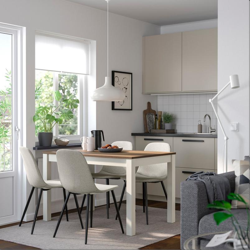 ALHULT オールフルト / NORDMANSSKAR ノルドマンスシェール テーブル＆チェア4脚 - ベージュ/ブラウン/トネルード グレー ブラック 120x80cm