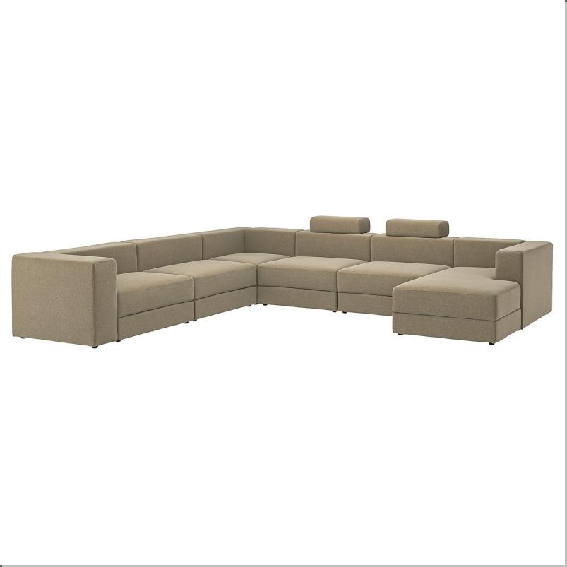 JATTEBO イェッテボ U字形ソファ、7人掛け - 寝椅子付き 右 ヘッドレスト付き/ヨハネスホブ ブラウンベージュ