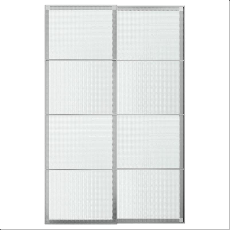 LUNDBRASMA ルンドブレスマ 引き戸 2枚組 - アルミニウム/チェック柄ガラス 150x236cm