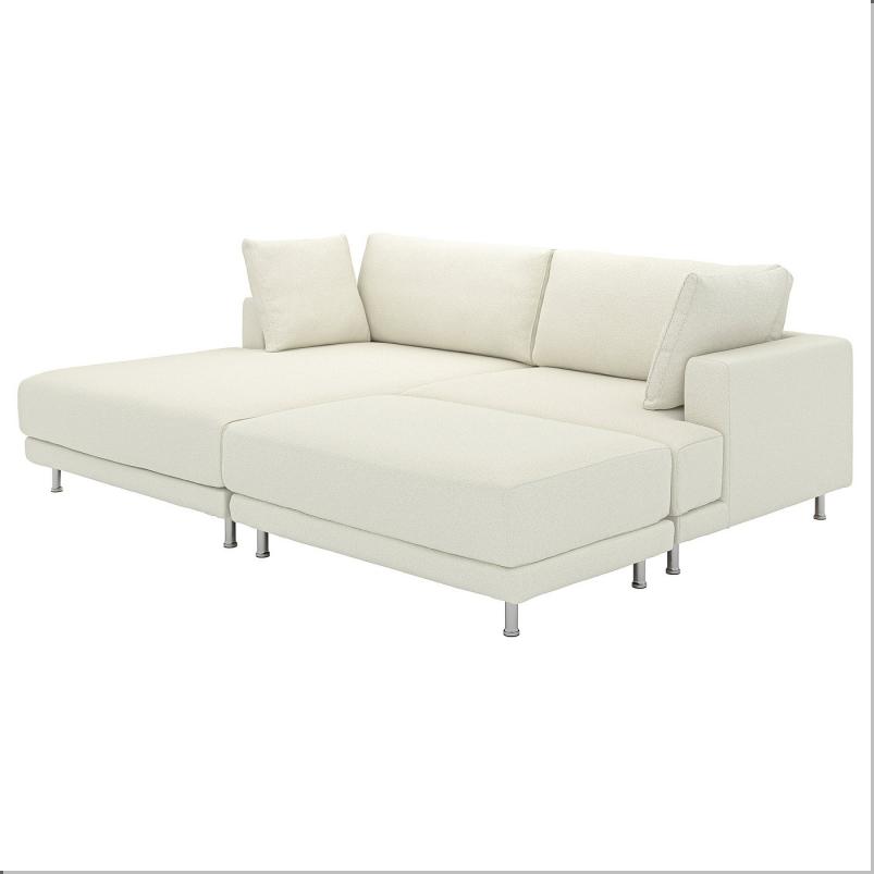 UPPAKRA ウッポークラ 3人掛けモジュールソファ - 寝椅子付き 左 フットスツール付き/アクスヴァラ オフホワイト