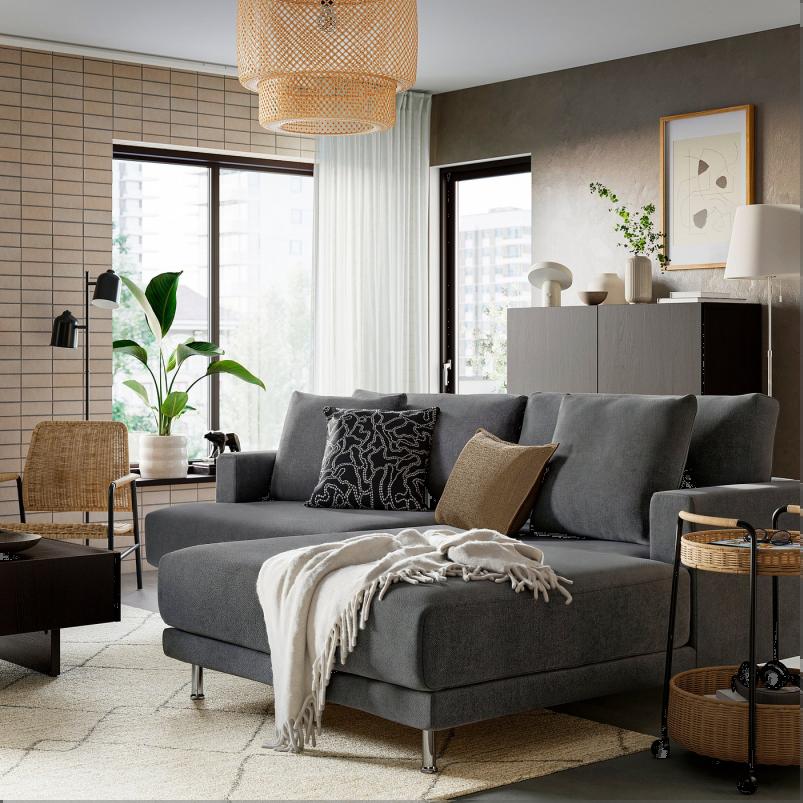 UPPAKRA ウッポークラ 3人掛けモジュールソファ - 寝椅子付き 右/ヨハネスホブ ブラウンベージュ