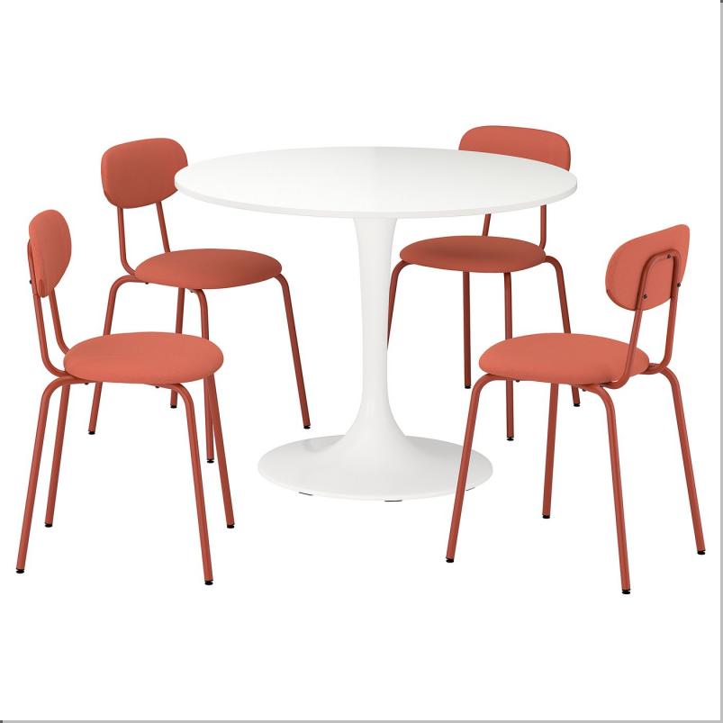 DOCKSTA ドクスタ / SANDSBERG サンドスベリ テーブル＆チェア4脚 - ホワイト/レマルン レッドブラウン 103 cm