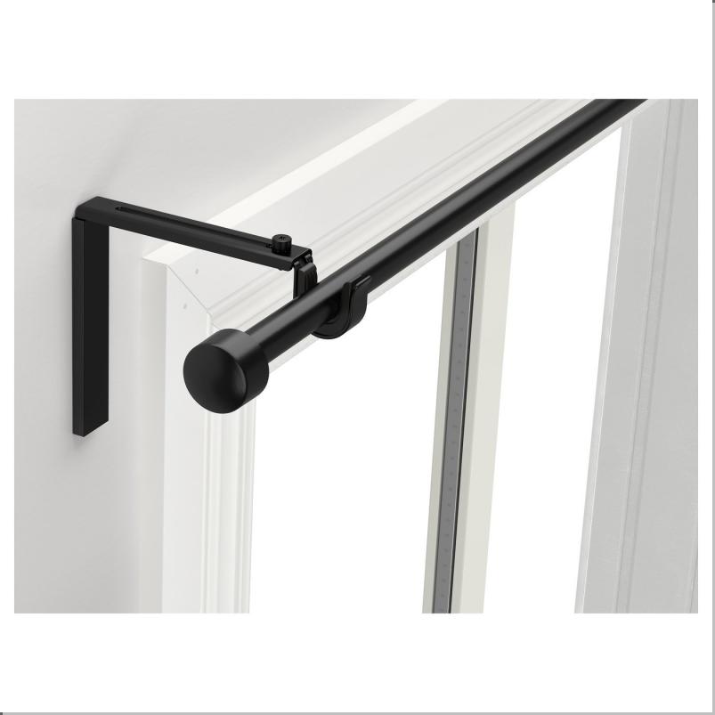 RACKA レッカ カーテンポールコンビネーション - ブラック 120-210cm