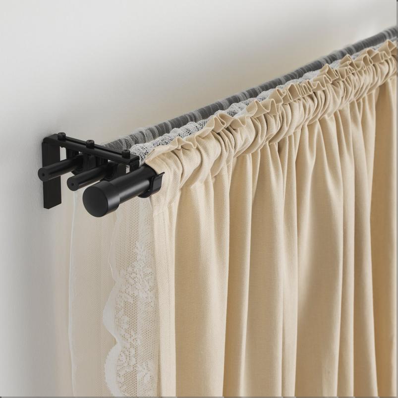 RACKA レッカ / HUGAD フーガード トリプルカーテンロッドコンビネーション - ブラック 210-385cm