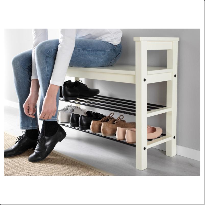 HEMNES ヘムネス ベンチ 靴収納付き - ホワイト 85x32x65cm