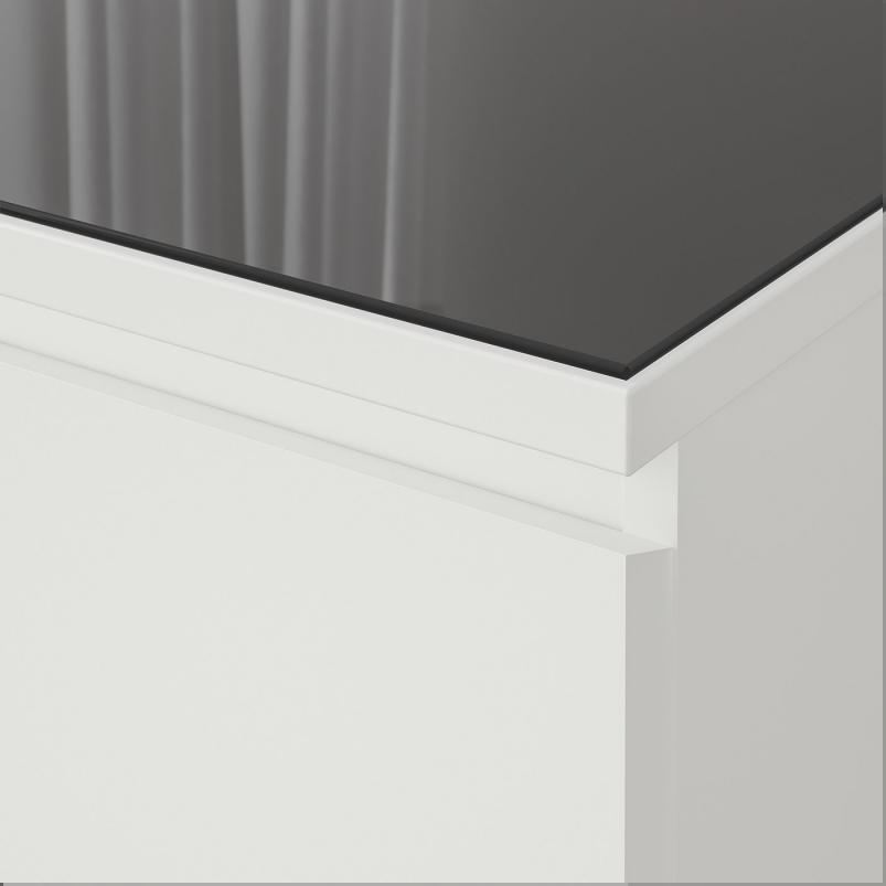 MALM マルム ガラストップ - 透明 グレー 160x48cm