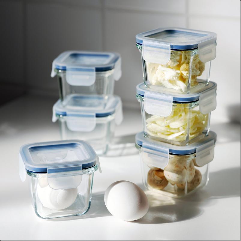 IKEA 365+ 保存容器 ふた付き - 正方形/ガラス 180ml