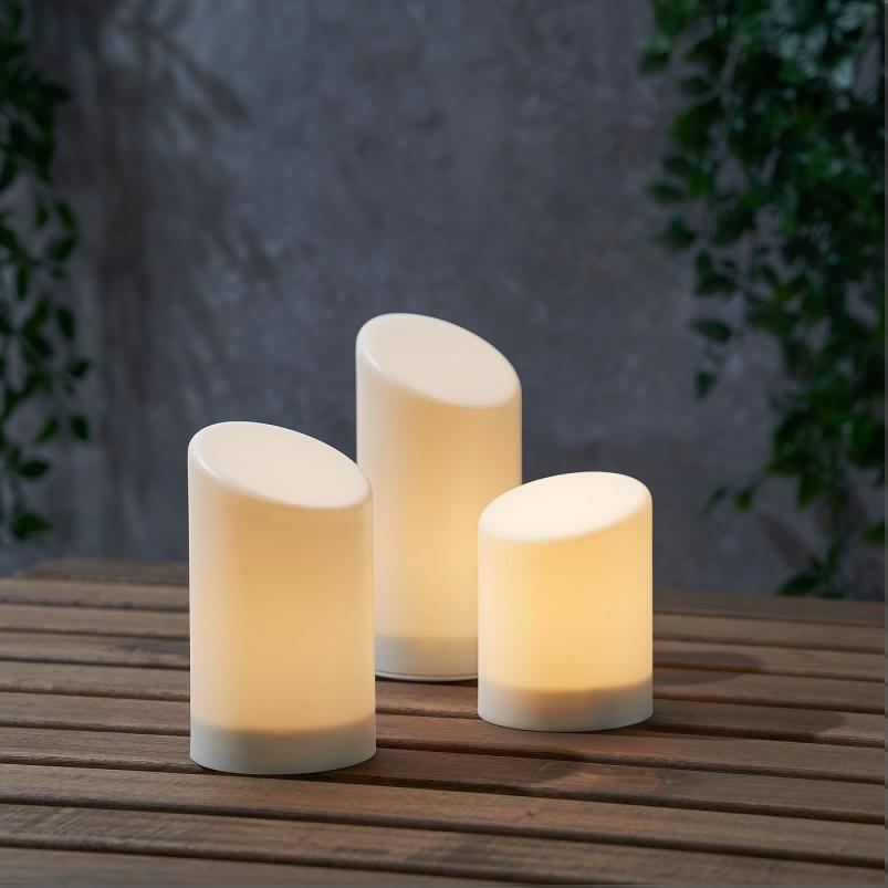 ADELLOVSKOG エーデロヴスコグ LEDブロックキャンドル 室内/屋外用 3点セット