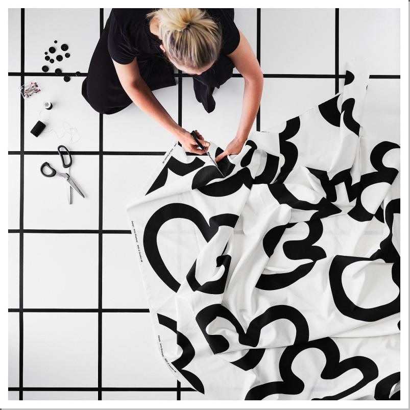 KLIPPBRACKA クリップブレッカ カットクロス - ホワイト/ブラック 150x300cm
