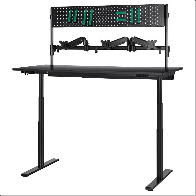 MALOMRADE モーロムローデ ゲーミングデスク 昇降式 - モニターアーム付き/100V ブラック 180x80cm