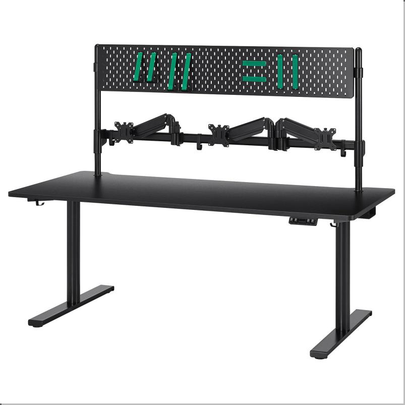MALOMRADE モーロムローデ ゲーミングデスク 昇降式 - モニターアーム付き/100V ブラック 180x80cm