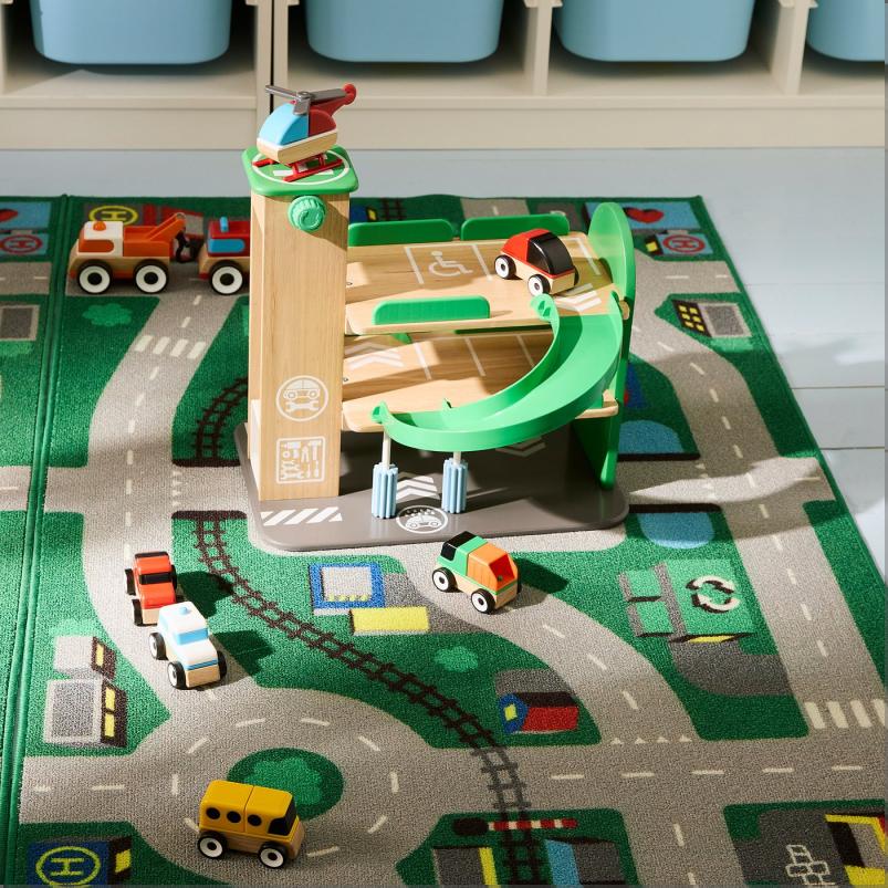 LILLABO リラブー ガレージ ヘリコプター&車付き - マルチカラー