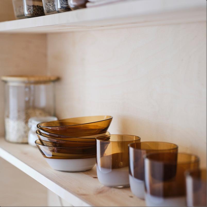 OMMJANGE オッミェンゲ ボウル - ブラウン/グラス 15cm