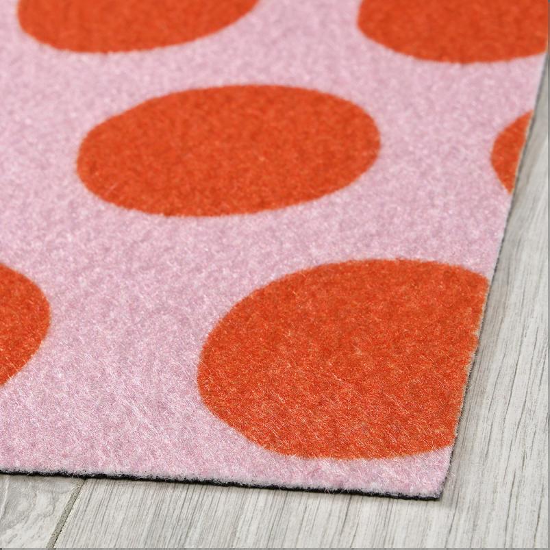 KORFALTSPIL ショルフェルトスピル 玄関マット - ピンク オレンジ/サークル模様 40x60cm