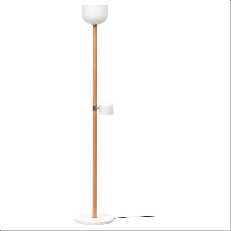 MOSSPLYM モッスプリム フロアアップライト/読書ランプ - オパールホワイト ガラス/オーク 180cm
